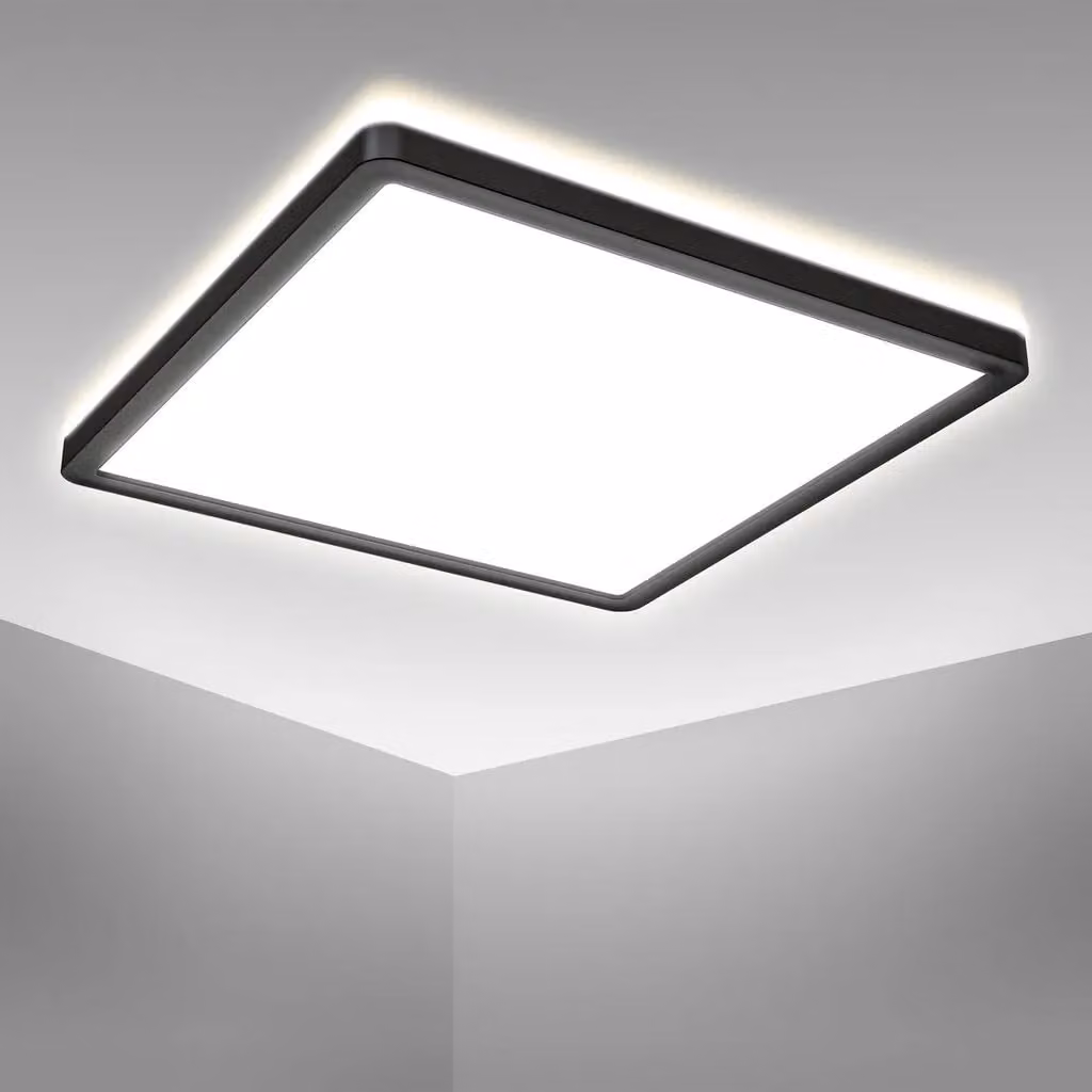 B.K.Licht Square LED Ceiling Light, 18W, 4000K Neutral White, 2400Lm, Black, W/D/H: 29.3 x 29.3 x 2.8 cm – 2