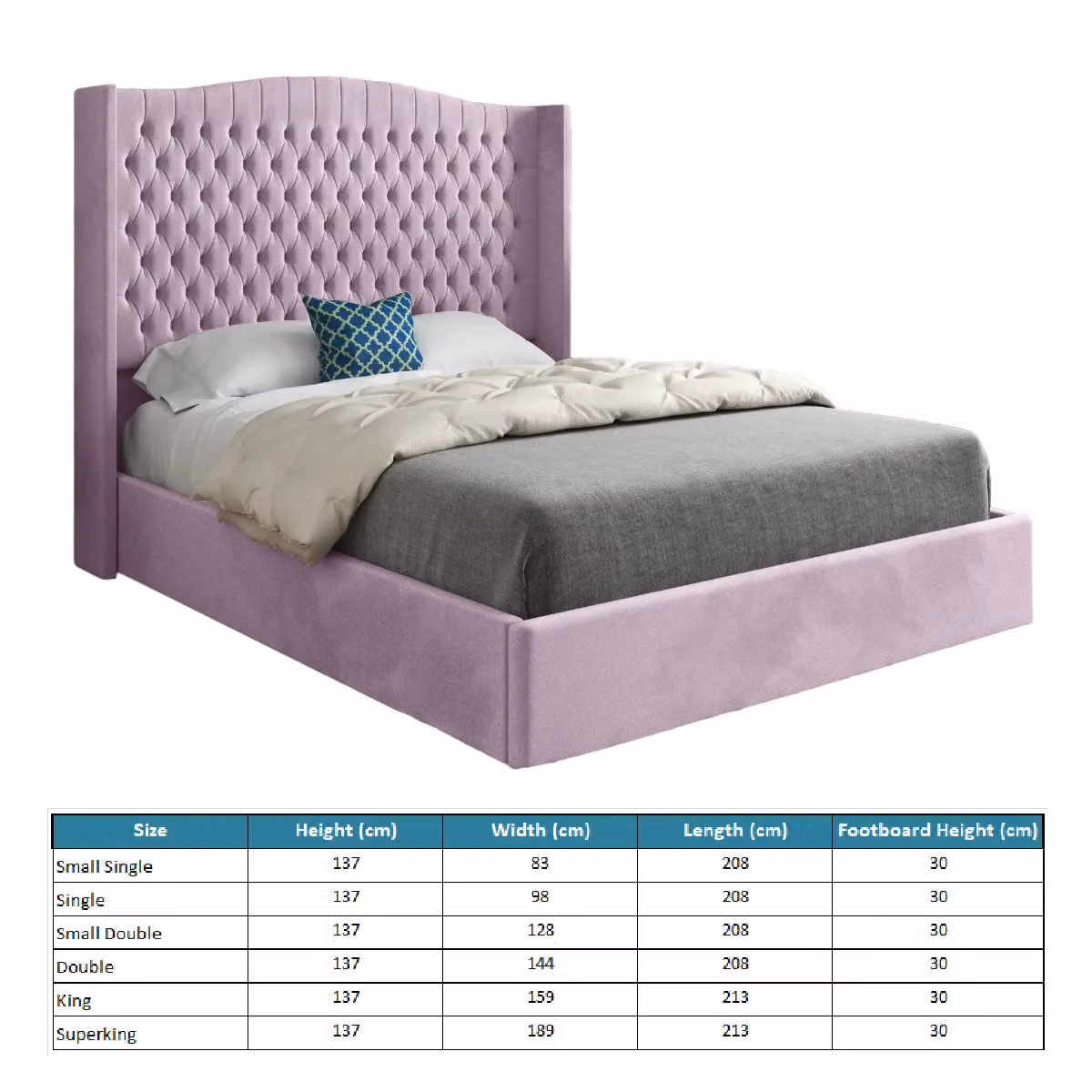 Casani Chesterfield Upholstered Velvet Bed Frame in Pink, W/D/H: 200 x 200 x 189 cm – 5