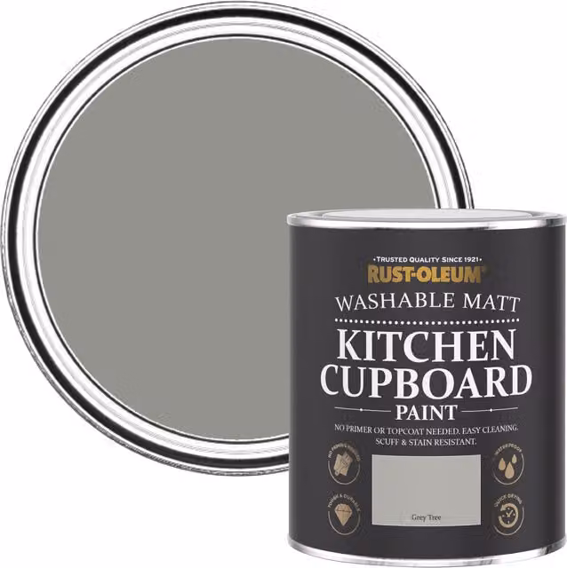 Rust-Oleum Grey Kitchen Cupboard Paint in Matt Finish, Grey Tree, 750ml