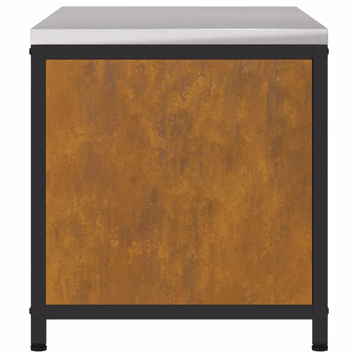 Berkfield Home Modern Kitchen Storage Cabinet in Brown Rusty Weathering Steel with Hinged Doors and Internal Shelves – 4