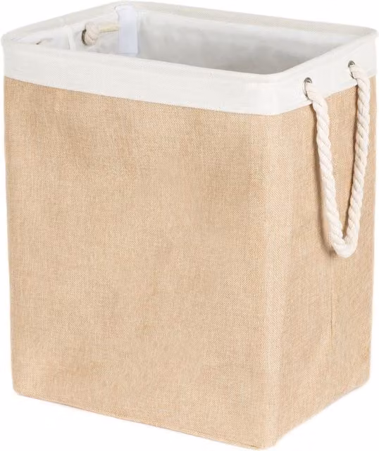 LIVIVO Large Collapsible Canvas Laundry Hamper Bag with Handles in Beige