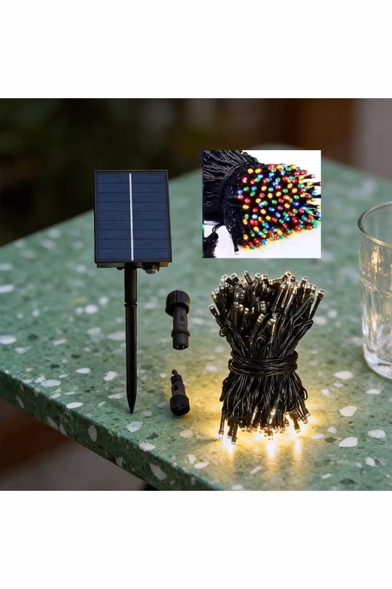 KDMD 500 LED Solar Multicolour Fairy String Lights, 50m, Waterproof with Dusk Sensor, Black