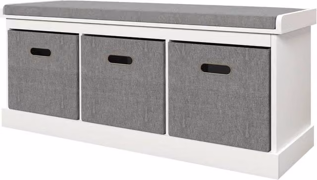 Havendro Modern Shoe Storage Bench with Grey Fabric Seat – 1