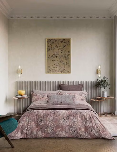 Bedeck of Belfast Katara Reversible Floral Pure Cotton Bedding Set, Pink Mix, W: 180 cm x L: 200 cm