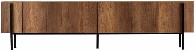 CALICOSY ATLAS TV Stand with 2 Drop-Down Doors and Metal Legs in Walnut, W: 180 cm, D: 45 cm, H: 30 cm