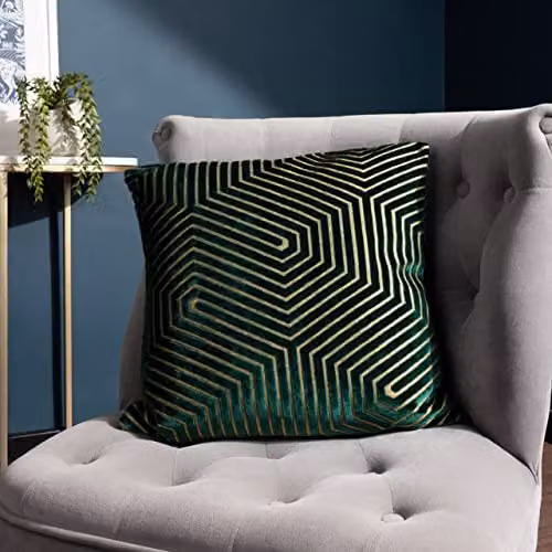 Paoletti Evoke Square Velvet Cushion in Green, W/D/H: 45 x 45 x 45 cm – 4