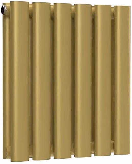 Lux Heat Oval Horizontal Wall Mounted Steel Radiator, Gold, W: 40.0 cm, H: 36.0 cm
