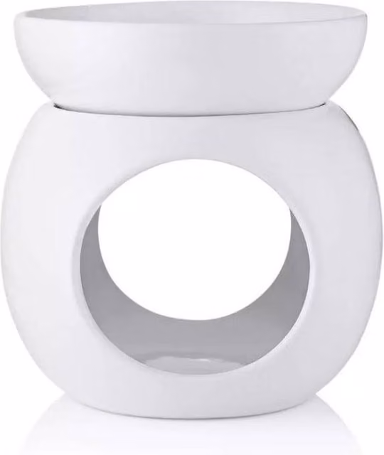KDMD Ava May Round Ceramic Wax Burner, White, W/D/H: 12 x 12 x 12 cm