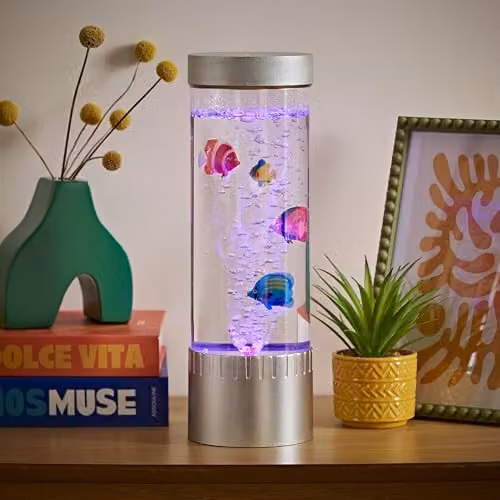 ValueLights Multicolour LED Bubble Tower Fish Lamp, 32 cm Height, Sensory Mood Lighting for Childrens Bedrooms – 2