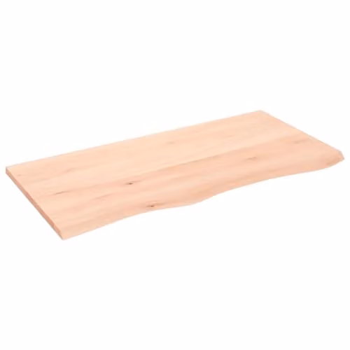vidaXL Wall Shelf in Untreated Solid Oak, Natural/Brown, W: 100 cm, D: 50 cm, H: 2 cm