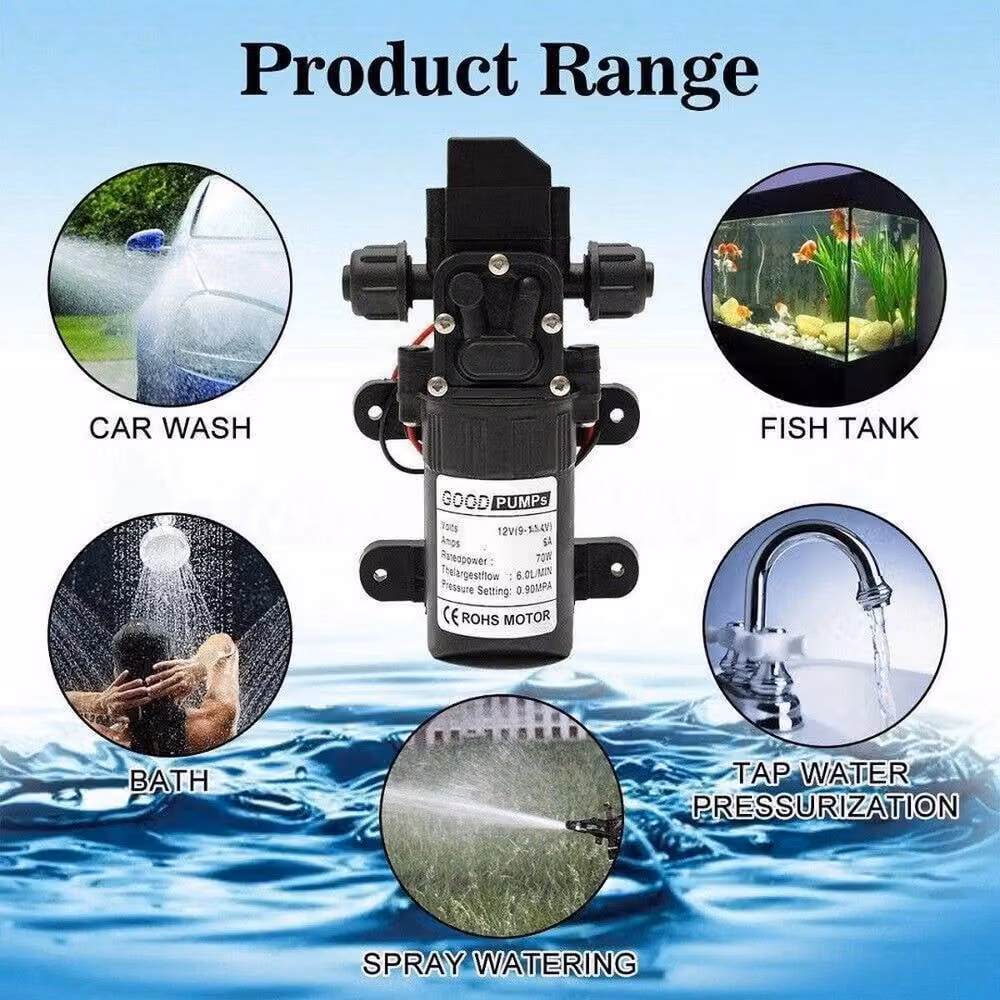 NESTLUNE 130PSI Self Priming Diaphragm Water Pump, Black – 3