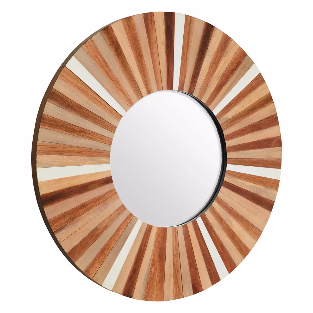 Orsina Floral Round Wood Wall Mirror in Brown – 2