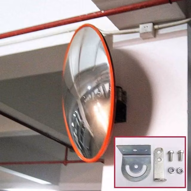 NESTLUNE Orange Wide Angle Convex Traffic Security Mirror, W: 100 cm, D: 15 cm – 1