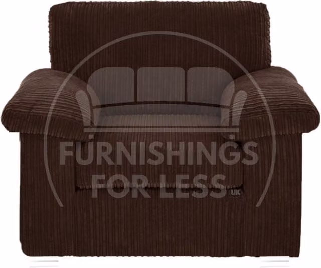 Furnishings For Less UK Delta Large Fabric Armchair Sofa with Padded Jumbo Cord Arms in Chocolate Brown – 1