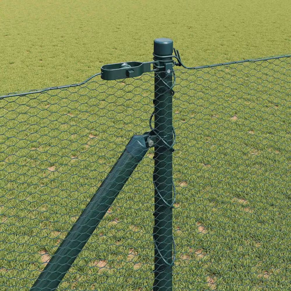 Berkfield Home Green Powder-Coated Steel Hexagon Fence, H: 140 cm x L: 50 m – 3