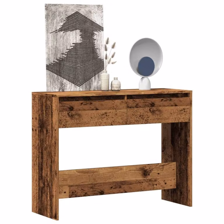 Berkfield Home Decorative Console Table in Brown Rustic Old Wood, W/D/H: 100 x 35 x 76.5 cm
