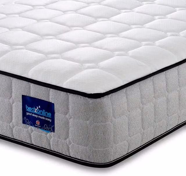 Bedzonline Gravity Hybrid Memory Foam Spring Mattress with Temperature Regulation in White or Grey