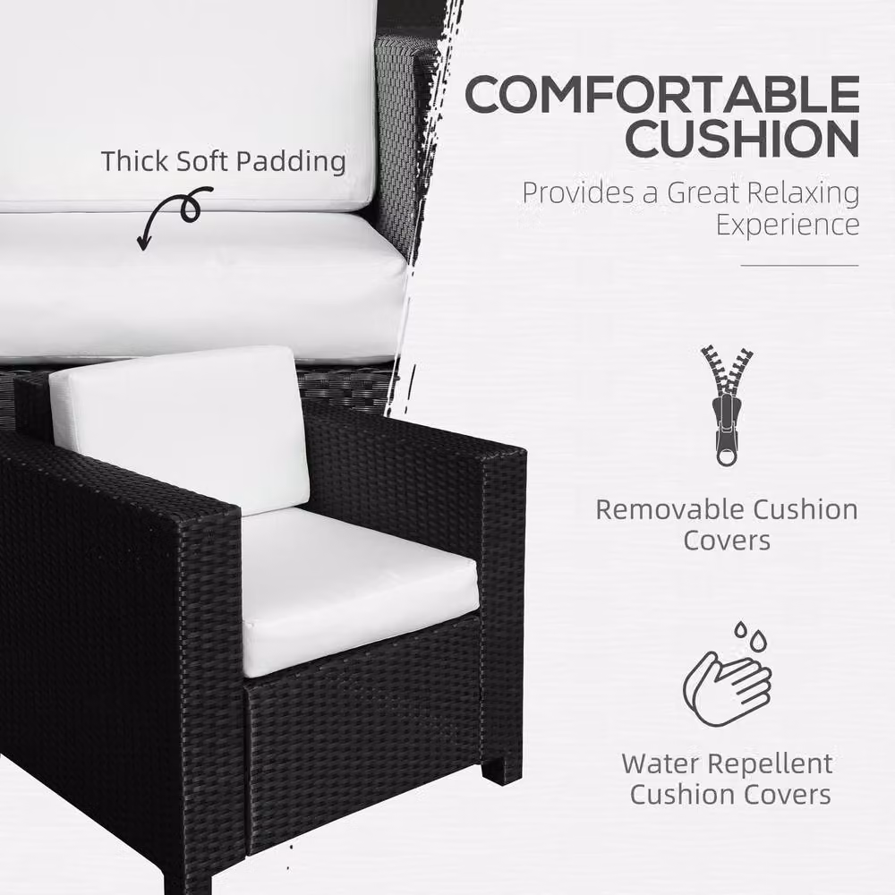 ERGOVEXA Black PE Wicker Rattan Single Seater Garden Armchair – 6