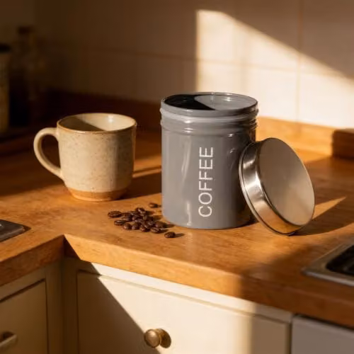 Harbour Housewares Metal Coffee Storage Canister with Airtight Lid, Grey – 2