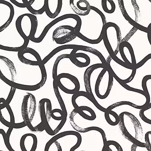Holden Decor Squiggle Doodle Geometric Wallpaper in Black and White – 1