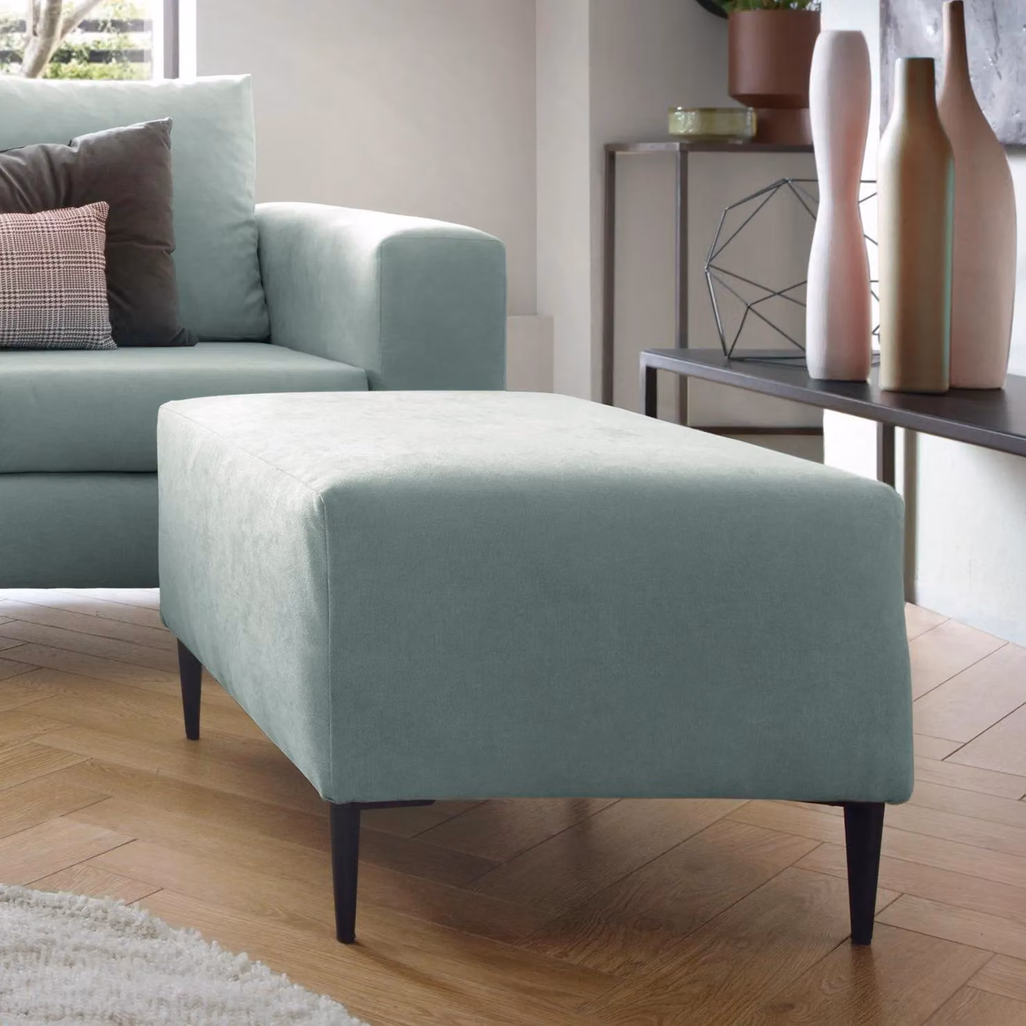 Abakus Direct Capri Reversible Corner Sofa in Pistachio Green with Matching Ottoman – 2