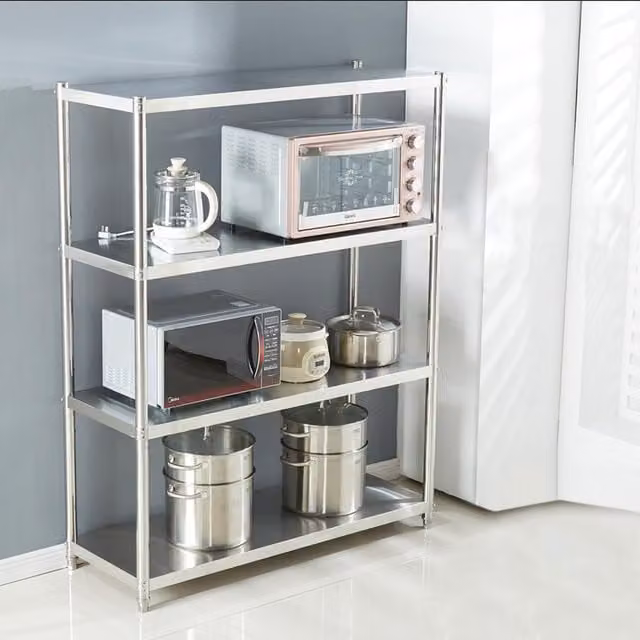 Livingandhome 4-Tier Metal Kitchen Storage Rack in Silver or White