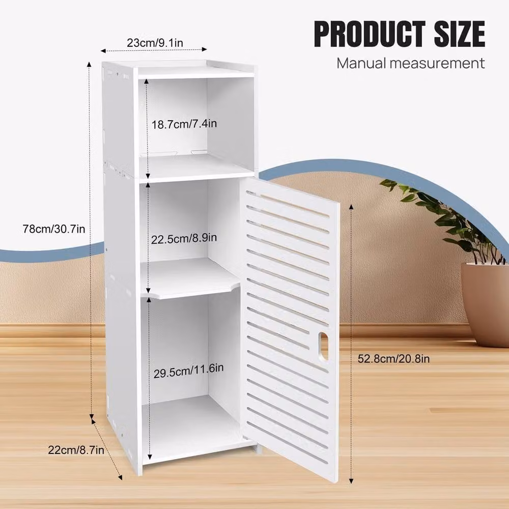 PAWNORA Bathroom Tallboy Typ C in White, H 78 x W 23 x D 22 cm – 2