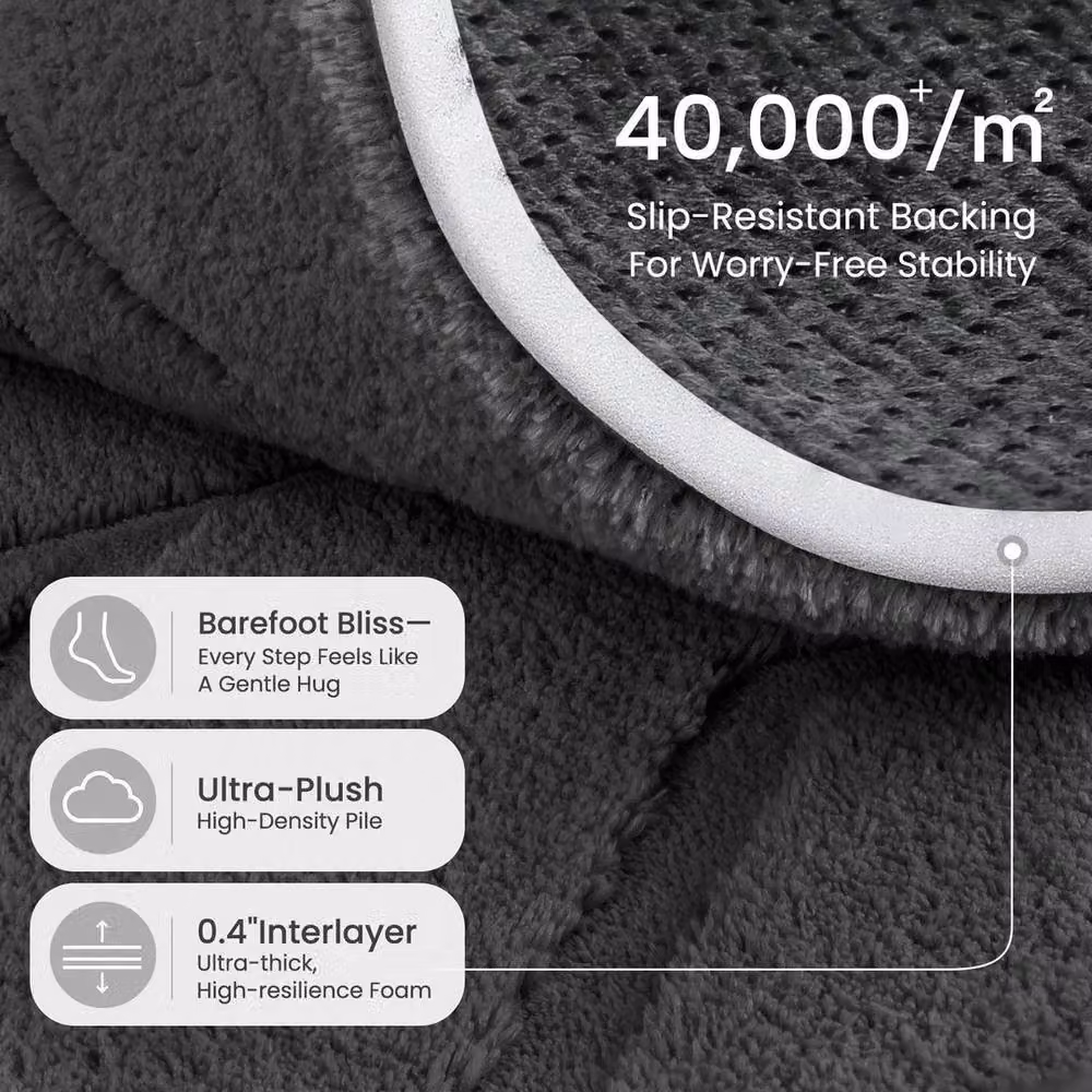 FORGEVIO Modern Round Non-Slip Polypropylene Rug in Grey, Diameter: 100 cm – 2