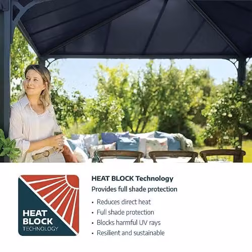 Palram CANOPIA Tucson 5000 Waterproof Garden Gazebo, Grey Aluminium, W: 360 cm, D: 360 cm, H: 242 cm – 3