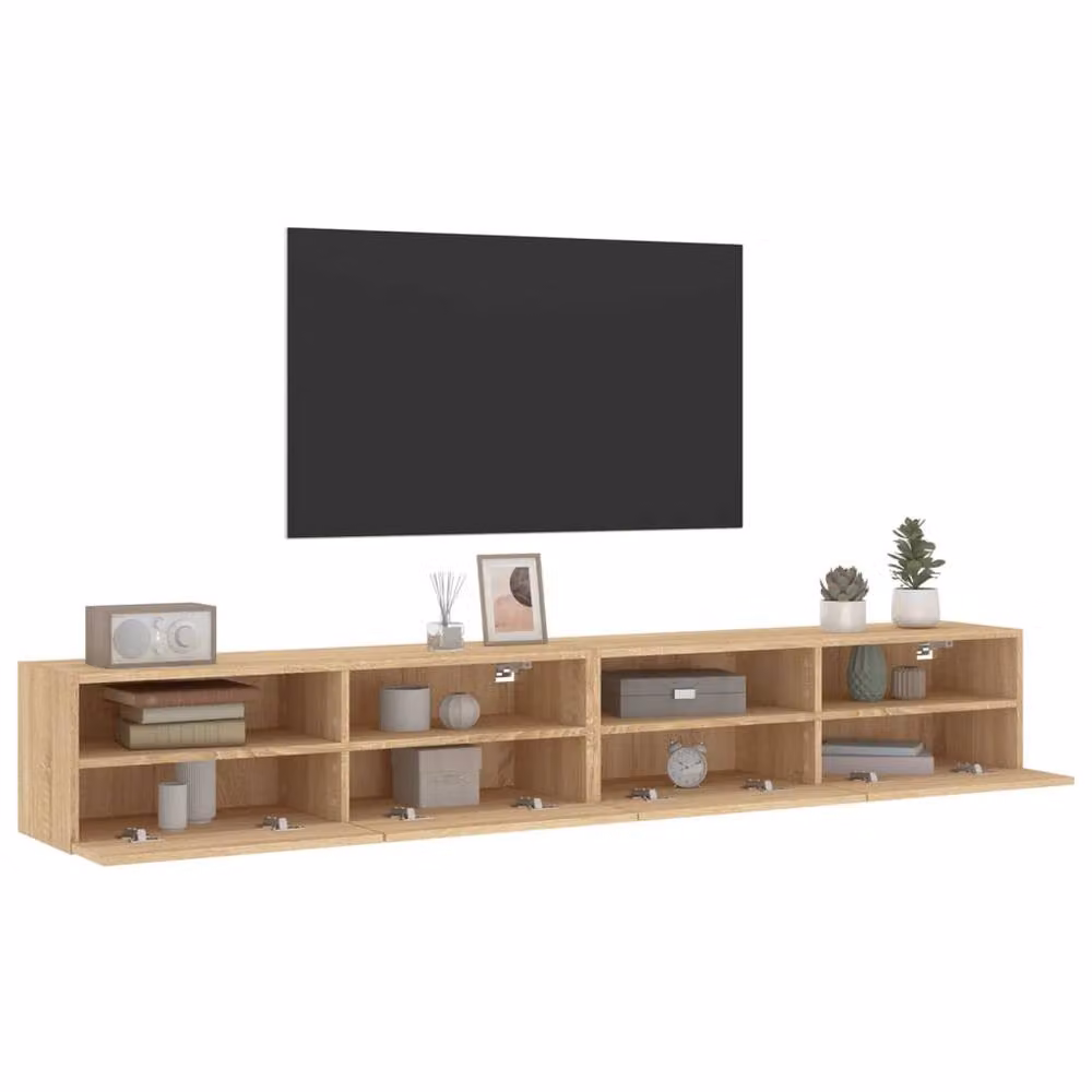 Berkfield Home Set of 2 Modern TV Wall Cabinets in Sonoma Oak Light Tan, W/D/H: 100 x 30 x 30 cm – 2