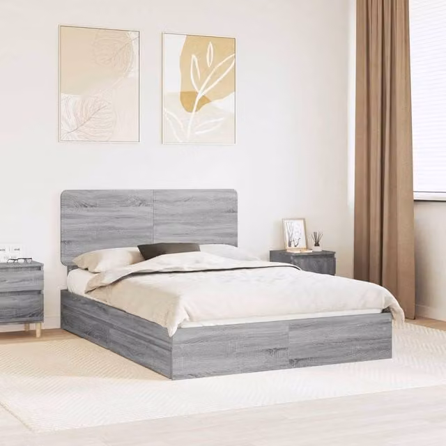 Berkfield Home Grey Sonoma Modern Storage Bed with Drawers, Engineered Wood, W/D/H: 140 x 200 cm