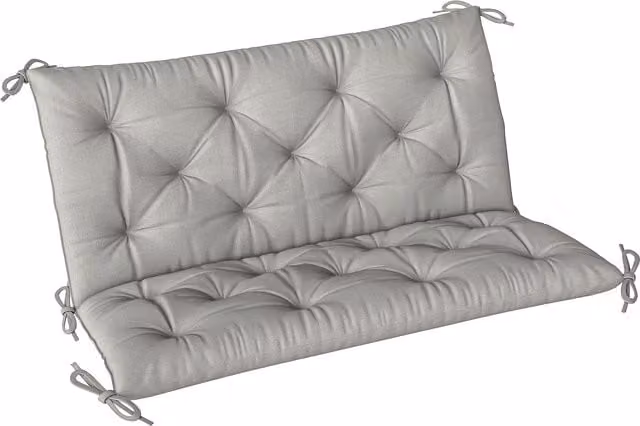 Outsunny 2 Seater Bench Pad with Back and Ties, Light Grey, W: 98 cm x H: 100 cm