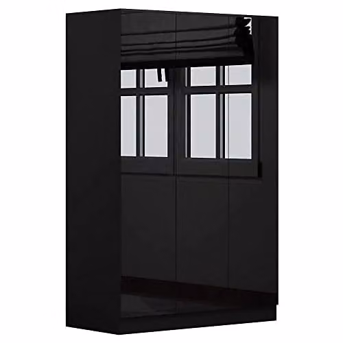 Furnished with Style Modern Black Matt Wardrobe with Hinged Push-to-Open Doors, W/D/H: 120 x 50 x 180 cm