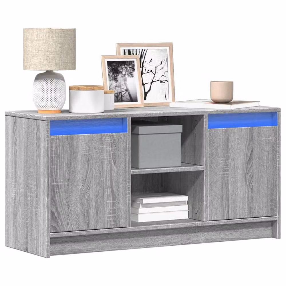 Berkfield Home Modern TV Cabinet with LED in Grey Sonoma, W/D/H: 100 x 34 x 50 cm – 2