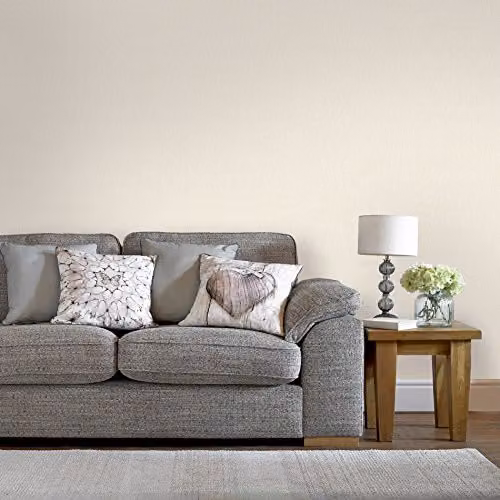 Graham & Brown Plain Ivory and Beige Textured Paper Wallpaper – 1