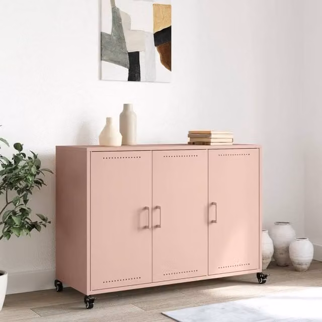 Berkfield Home Modern Pink Metal Sideboard W/D/H: 100.5 x 39 x 72 cm – 1