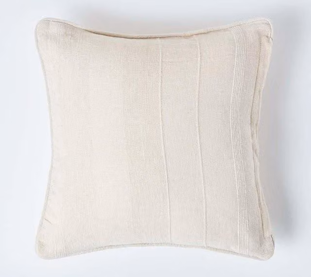 Homescapes Rajput Ribbed Cotton Cushion Cover in Beige, W/D/H: 60 x 60 x 1 cm