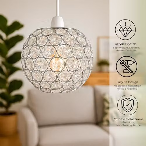 INNOTECK Chrome and Transparent Acrylic Spherical Pendant Lampshade – 4