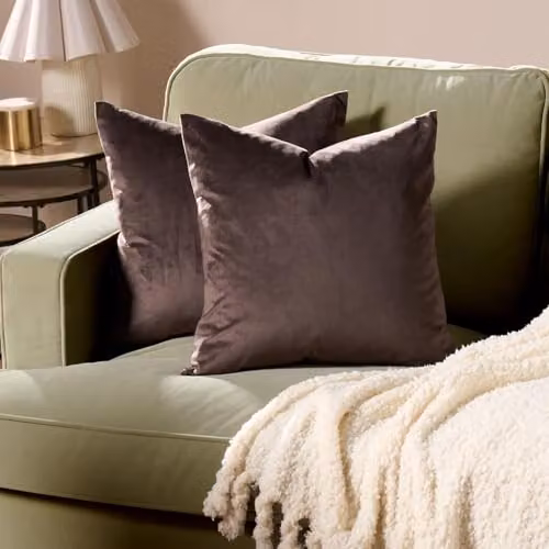 OHS Matte Velvet Cushion Covers Set of 2, Brown, W/D/H: 45 x 45 x 45 cm – 2