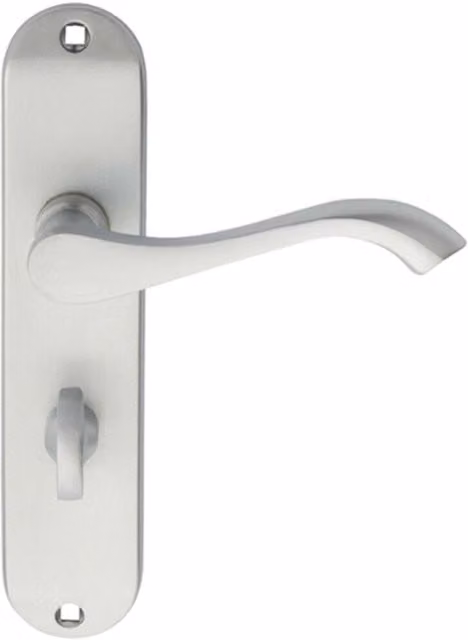 Loops Pair of Curved Handle on Chamfered Bathroom Backplates in Satin Chrome, W: 18.0 cm, H: 5.8 cm