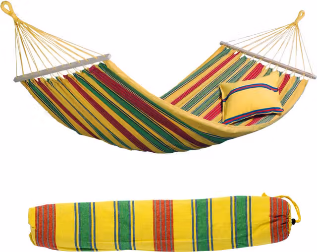 Amazonas Aruba Vanilla Yellow Fabric and Wood Spreader Bar Hammock