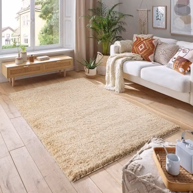 Smart Living Shaggy Area Rug in Light Beige, 60 x 110 cm, with 5 cm Pile Height – 1