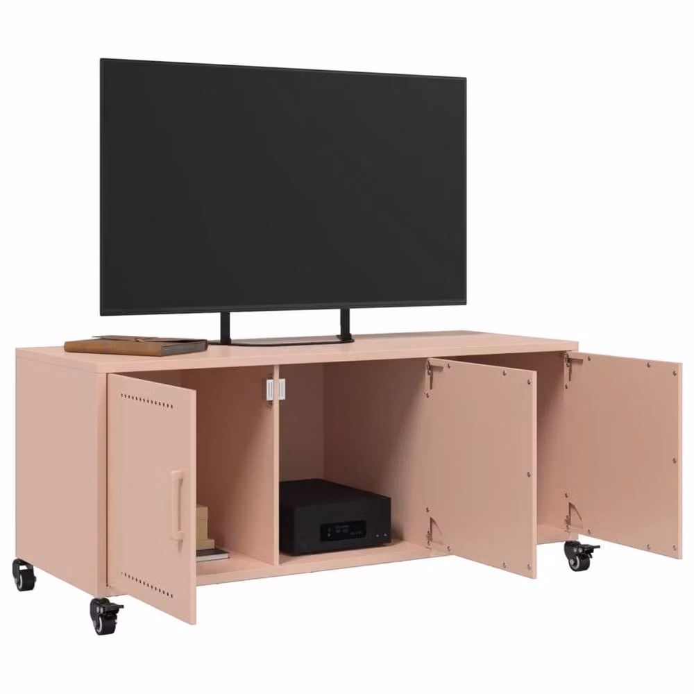 Berkfield Home Modern Pink Metal TV Cabinet W: 100.5 cm, D: 39 cm, H: 43.5 cm – 4