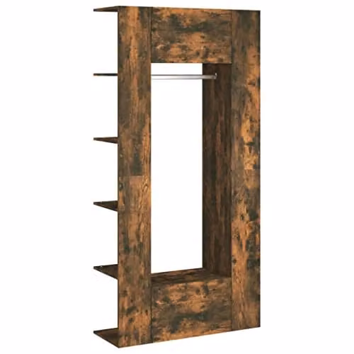 vidaXL Set of 2 Modern Wall-Mounted Hallway Cabinets in Smoked Oak Brown – 1