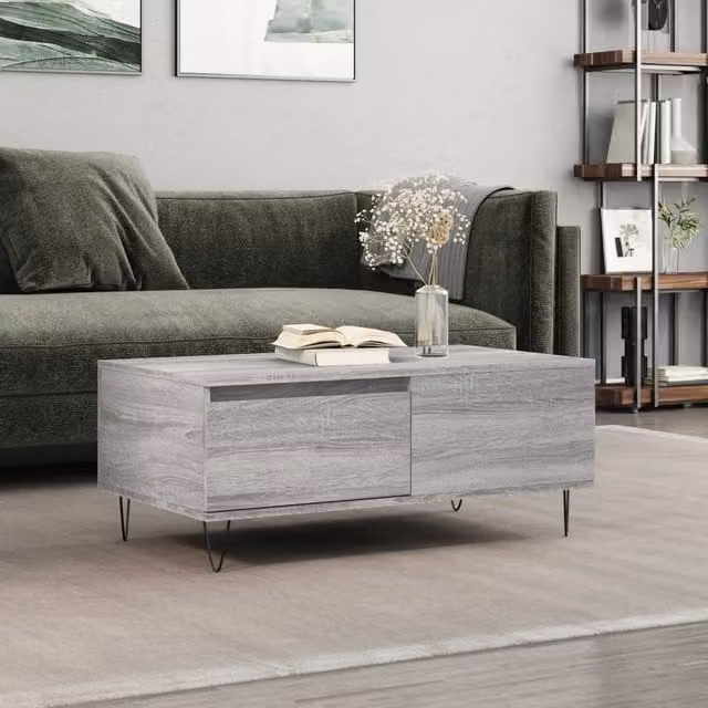 Berkfield Home Grey Sonoma Coffee Table, W: 90 cm, D: 50 cm, H: 36.5 cm – 1