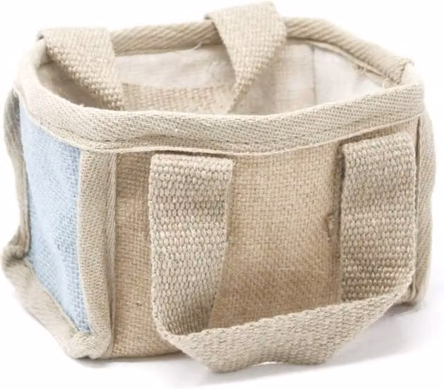 KDMD Petrol Green Jute and Cotton Mini Shopping Basket with Handles W: 16 cm, D: 10 cm, H: 12 cm – 1