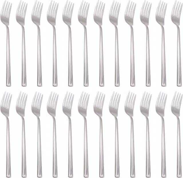 Argon Tableware Tondo Stainless Steel Dinner Forks, Silver, Pack of 24, Length: 21.5 cm