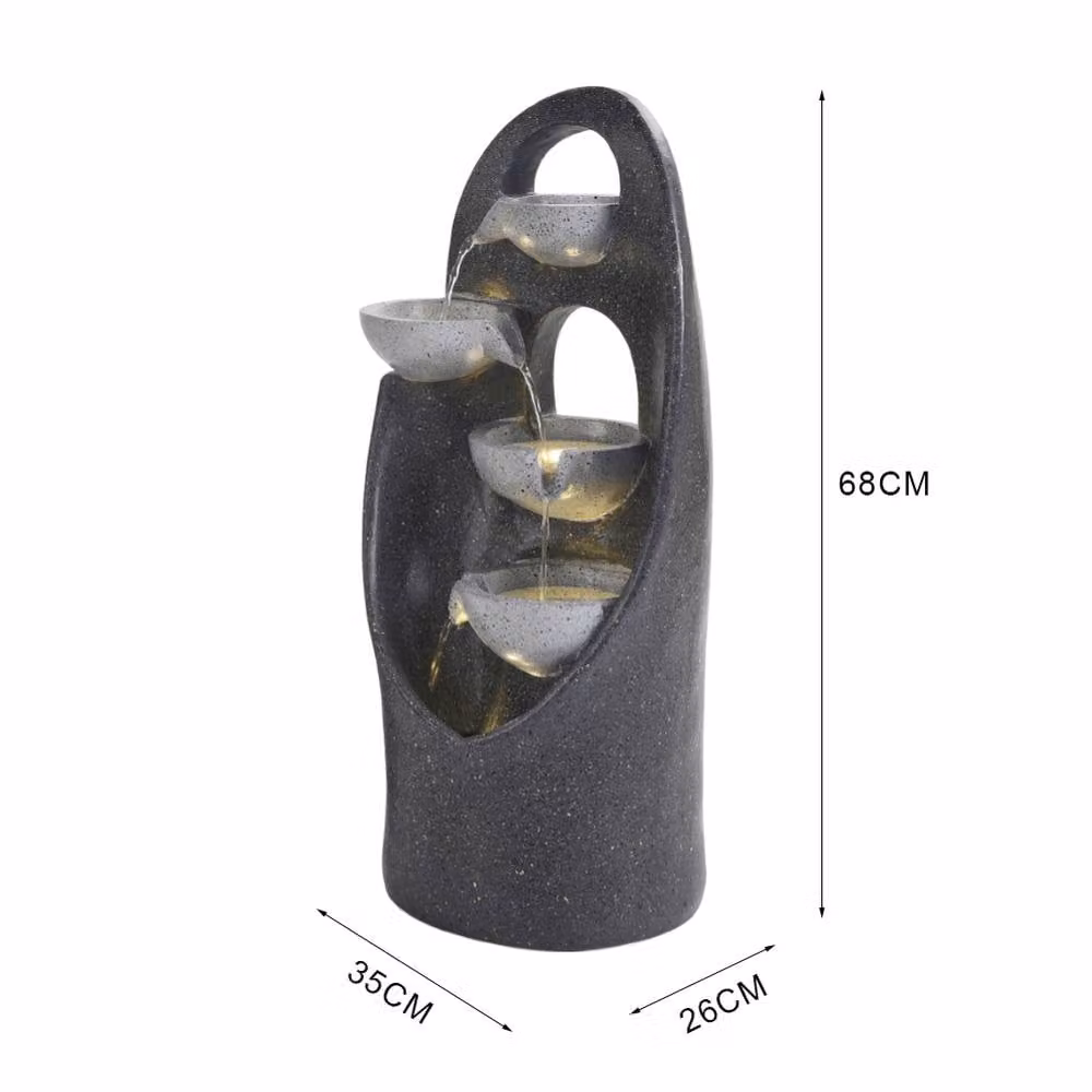 Living and Home 4-Tier Solar Powered Cascade Garden Water Fountain in Grey, W/D/H: 26 x 26 x 68 cm – 7
