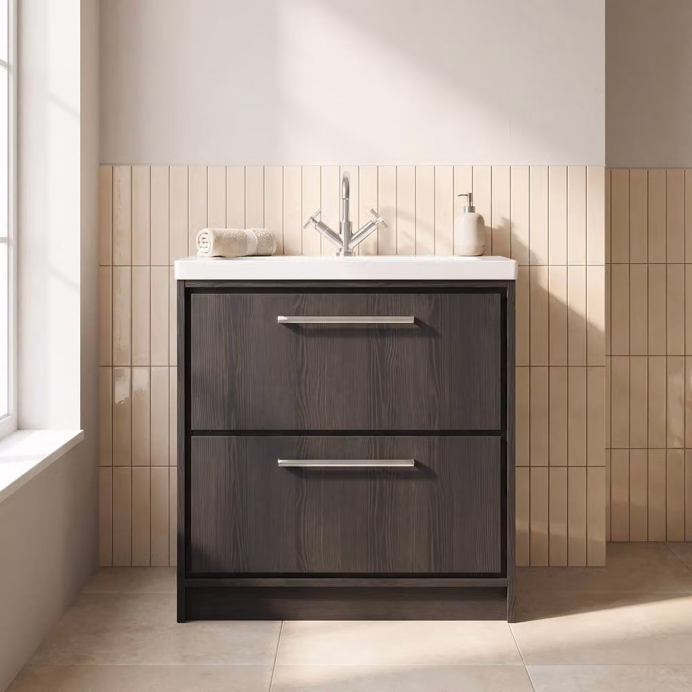 Balterley Longnor 2 Floor Standing Modern Cabinet in Graphite Grey Woodgrain, Width: 80 cm – 2
