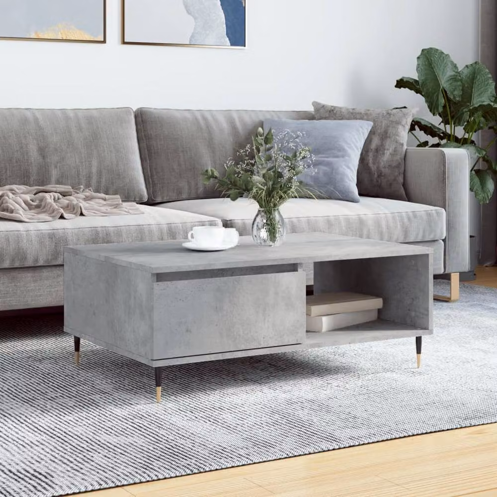 Berkfield Home Industrial Coffee Table in Concrete Grey, W/D/H: 90 x 60 x 35 cm – 2